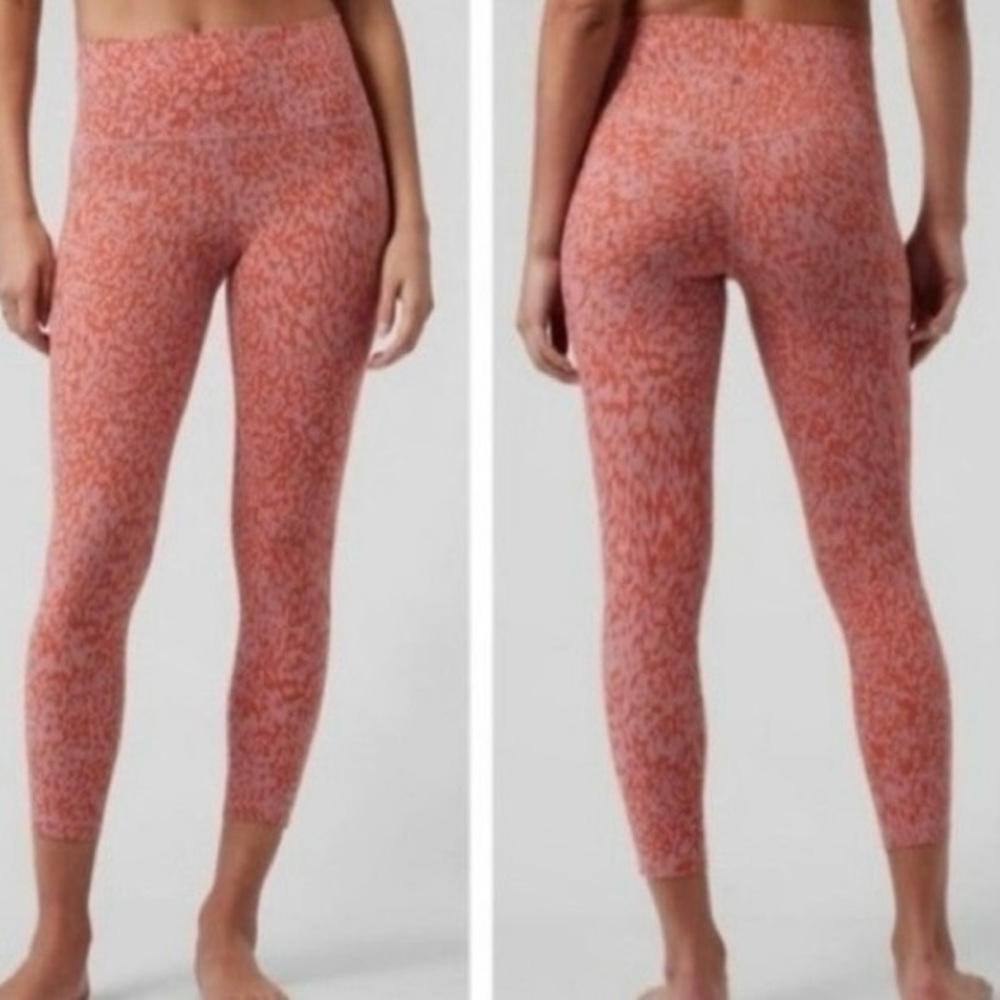 Athleta Women's Salutation Stash Pocket II Printed 7/8 Tight XL Jewel Orange